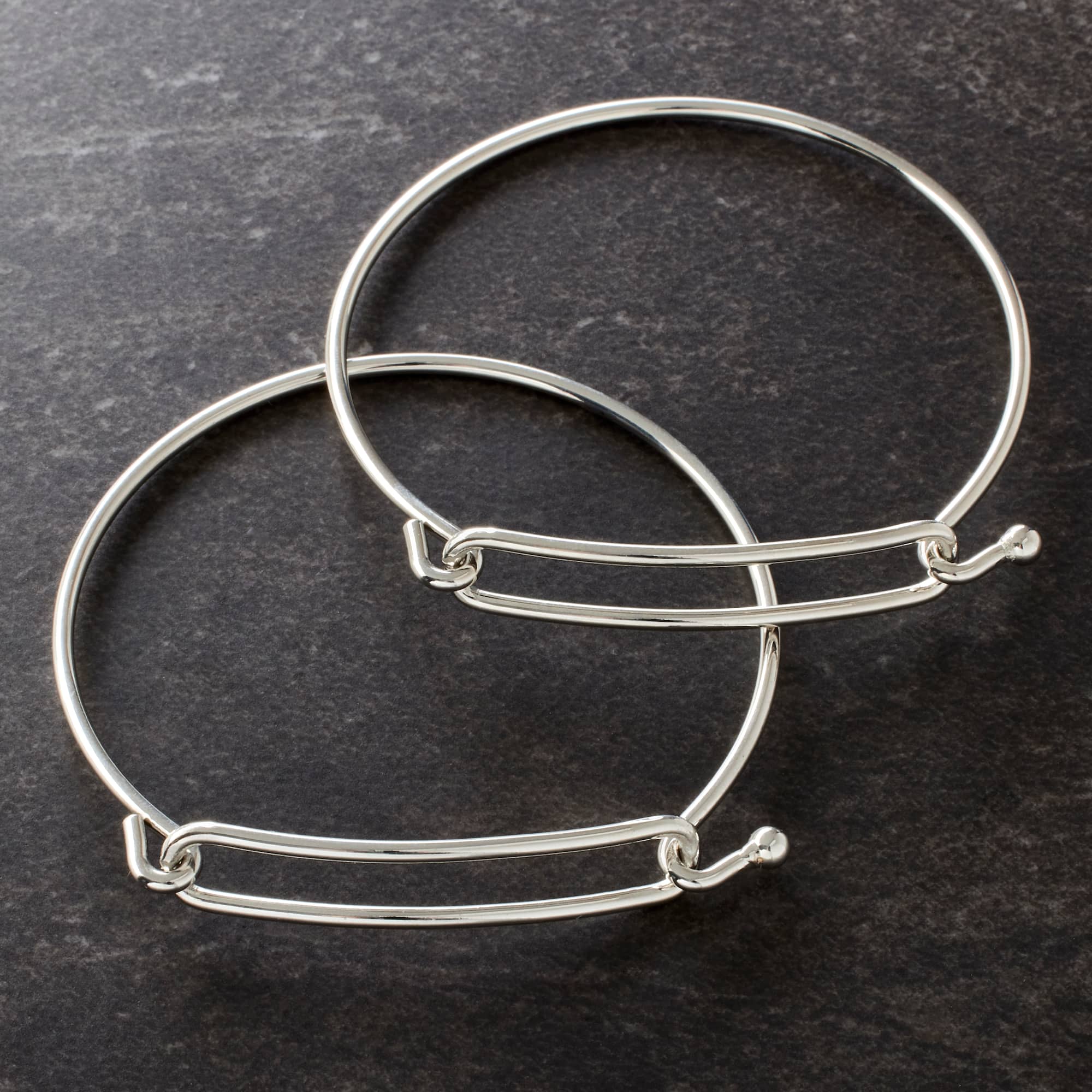 Rhodium Slide Bangles, 2ct. by Bead Landing™